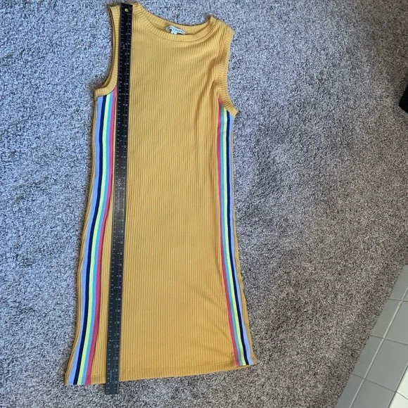 Haute Monde Dress Womens Large Yellow with Rainbow Accent Sleeveless - Picture 9 of 10